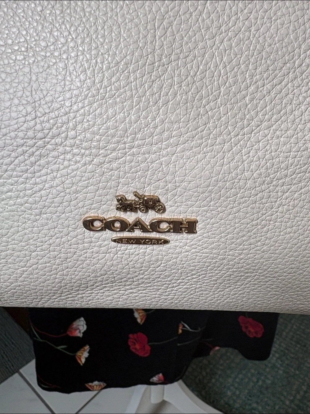 Coach Satchel shoulder bag Crossbody bag color block cream taupe black/goldtone